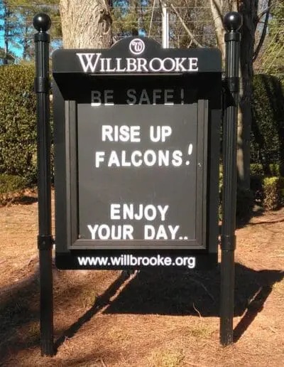 Community board with 3 inch letters, top panel with logo, and bottom panel